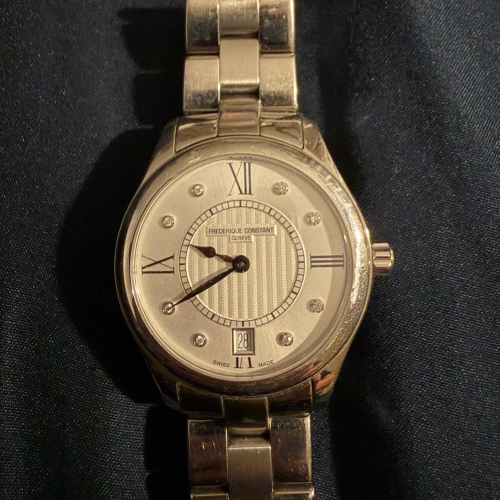 Frederique Constant Silver Watch with Diamond markers - Picture 1 of 9